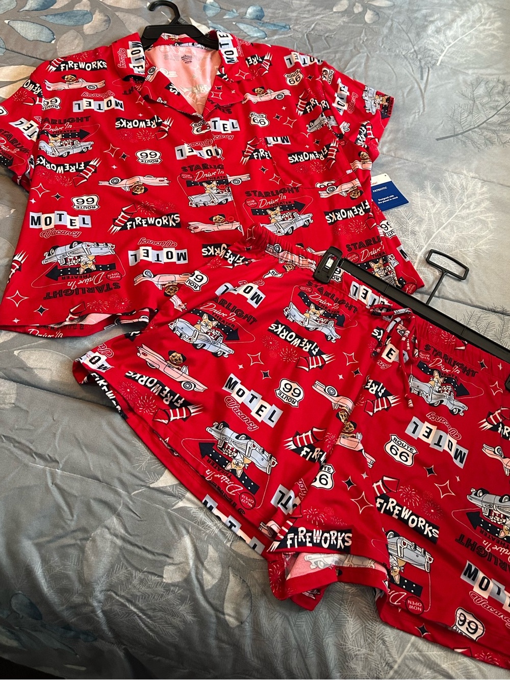 NWTS Celebrate Patriotic Women's Red Printed Pajama Short Set Sz 3X